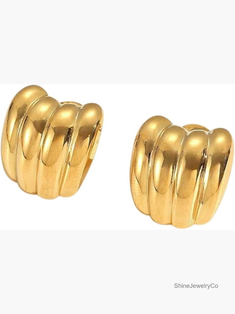 Ridged Dome Stud Earrings Textured Gold Mini Statement Earrings